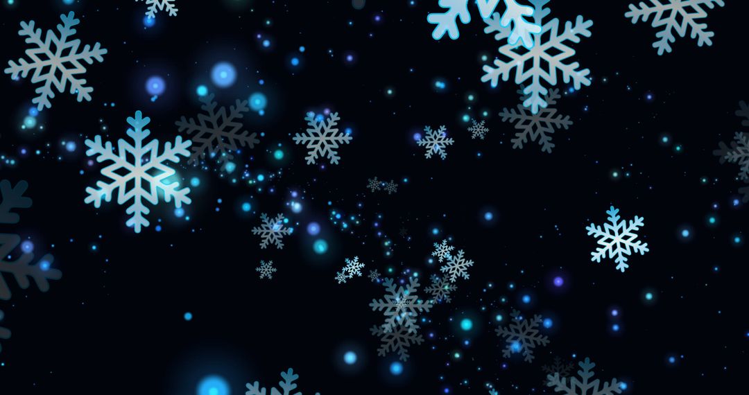 Falling Snowflakes Twinkling on Night Background