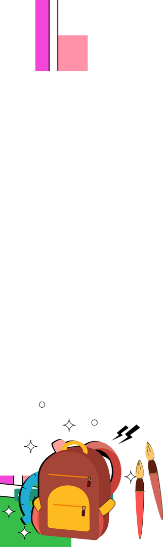 Art Supplies and Backpack with Transparent Background