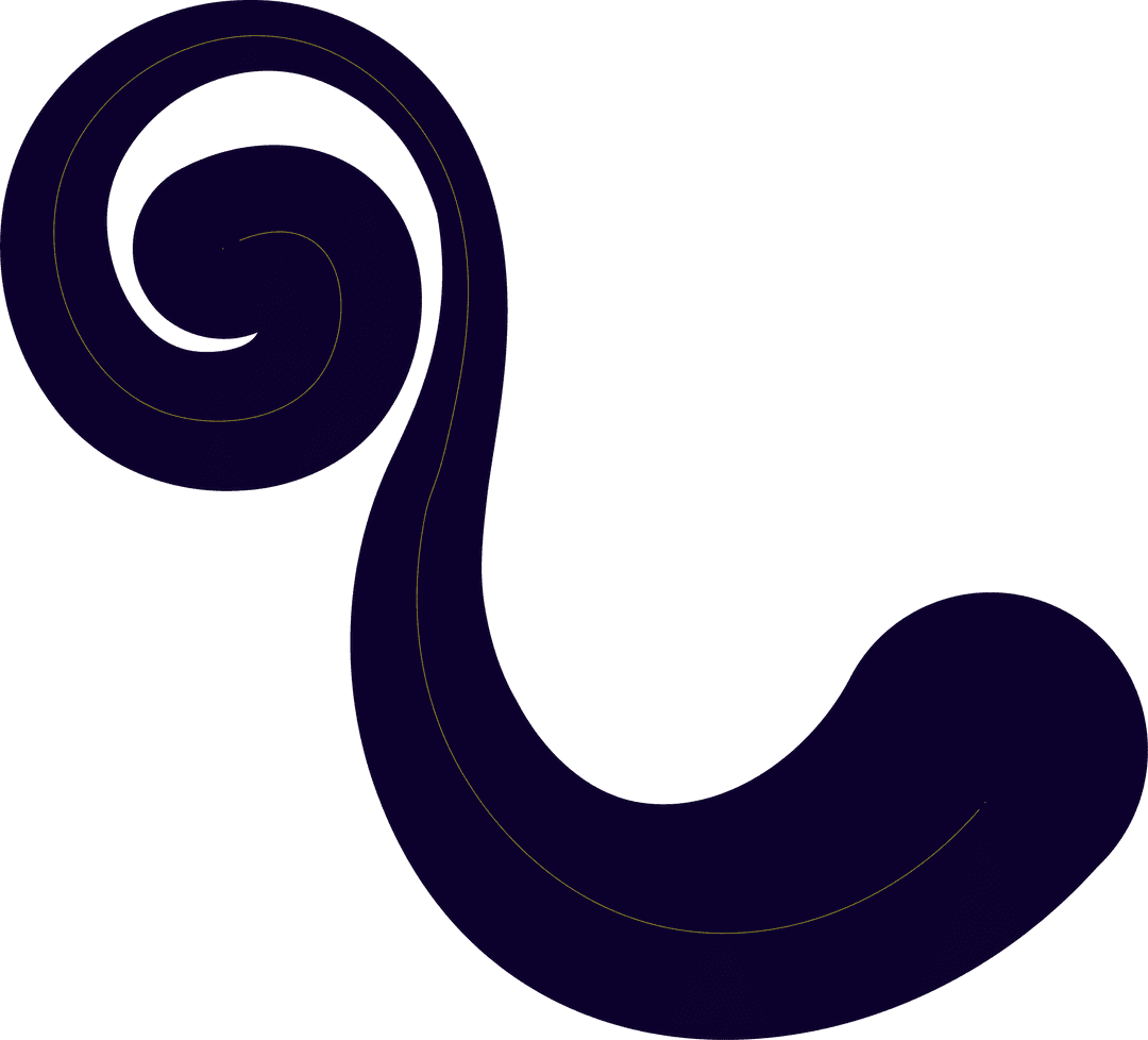 Elegant Dark Navy Swirl on Transparent Modern Design Background