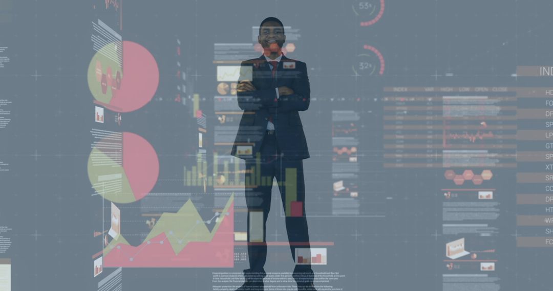 Fon Financial Insights: Confident Business Executive with Digital Data