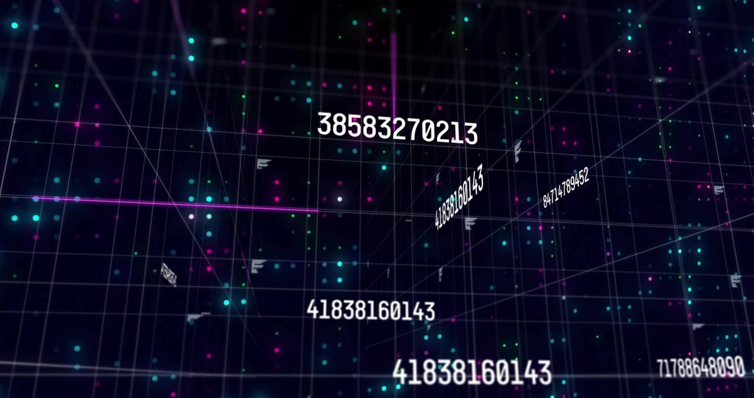 Futuristic Digital Grid with Numeric Codes and Glowing Points