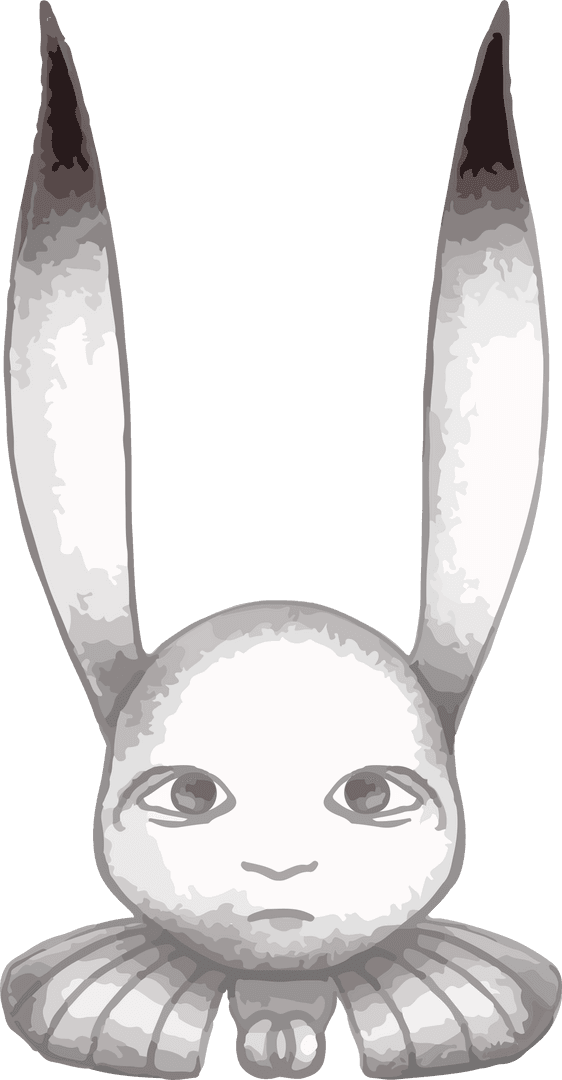 Grayscale Rabbit Character Illustration with Elongated Features