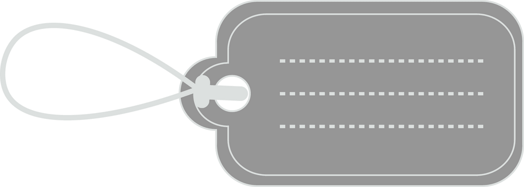Grey Luggage Tag with Copy Space on Transparent Background