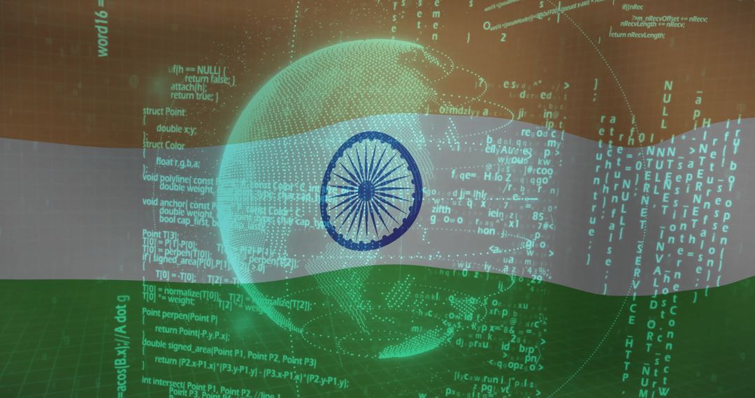 Digital Globe with Indian Flag and Tech Elements Symbolizing Innovation