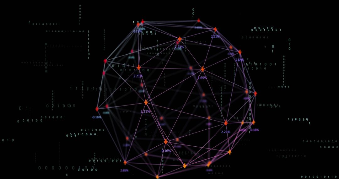 Futuristic Digital Sphere with Data Streams on Black Background