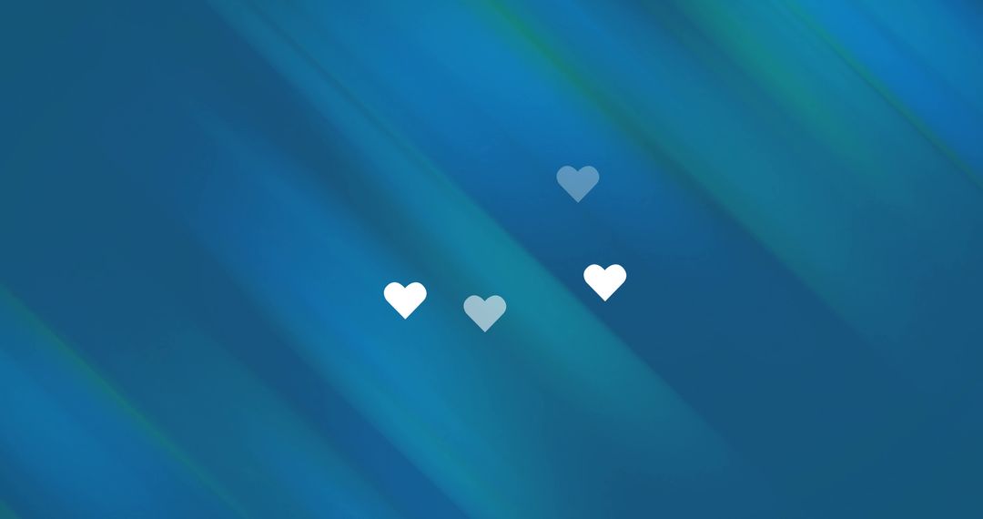 Abstract Blue Teal Gradient with Heart Icons Floating Mid Air