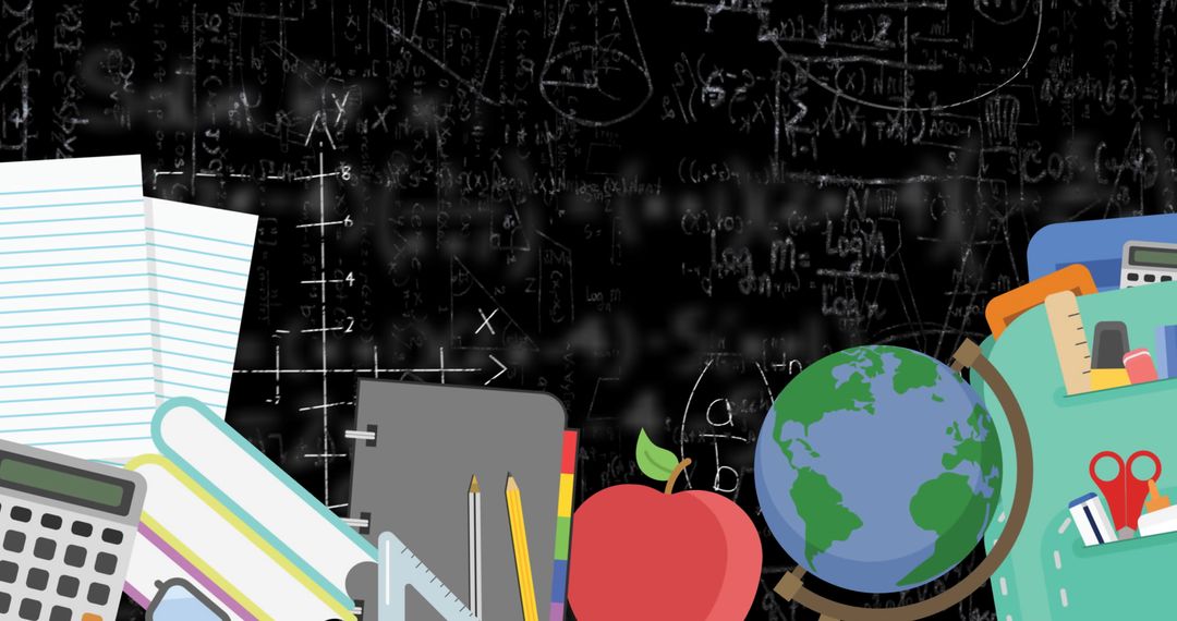 Educational Icons and Mathematical Formulas Background