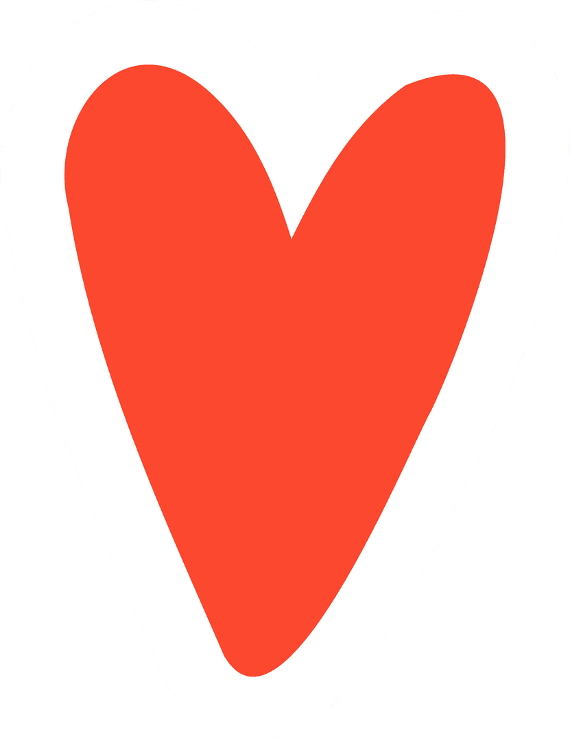 Red Heart Icon with Hand-Drawn Curves on Transparent Background