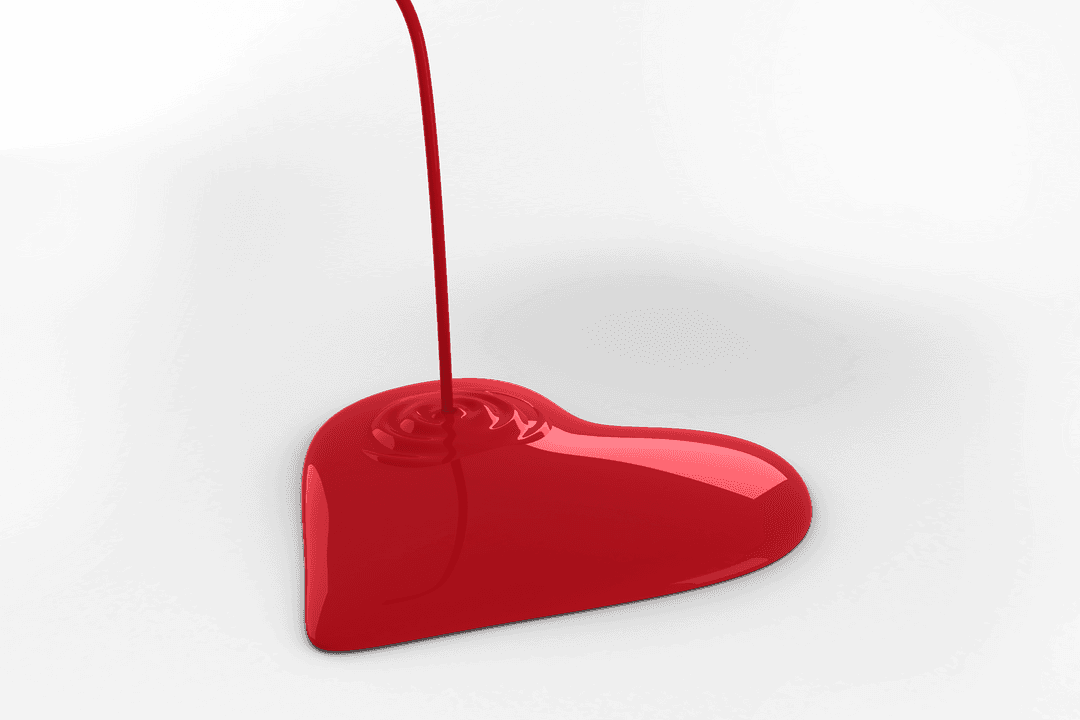 Red Liquid Heart Illustration on Transparent Background