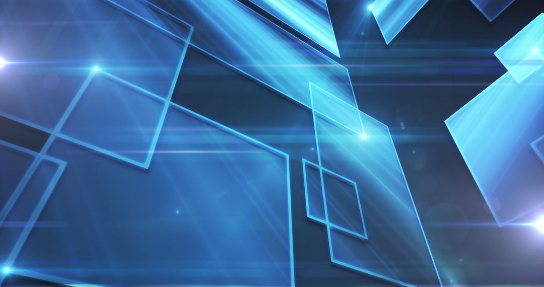 Blue Digital Squares with Glowing Network Connections