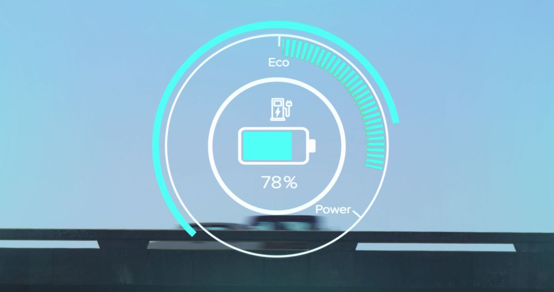 Digital Charging Icon Overlay on Busy Road Background
