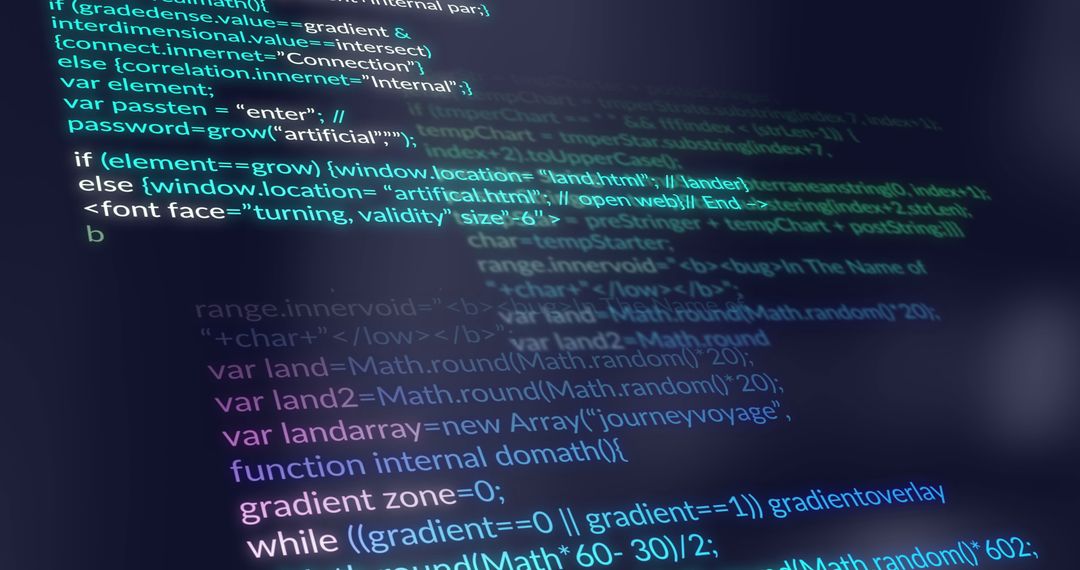 Financial Data Processing Concept with Digital Code on Dark Background