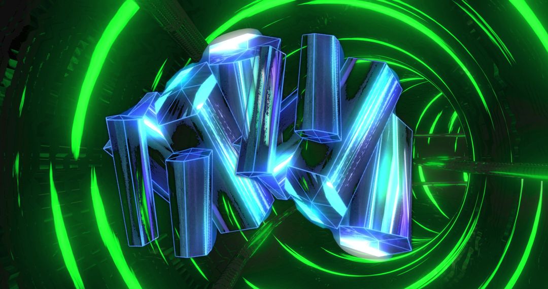 Futuristic Neon Tunnel with Geometric Light Structures