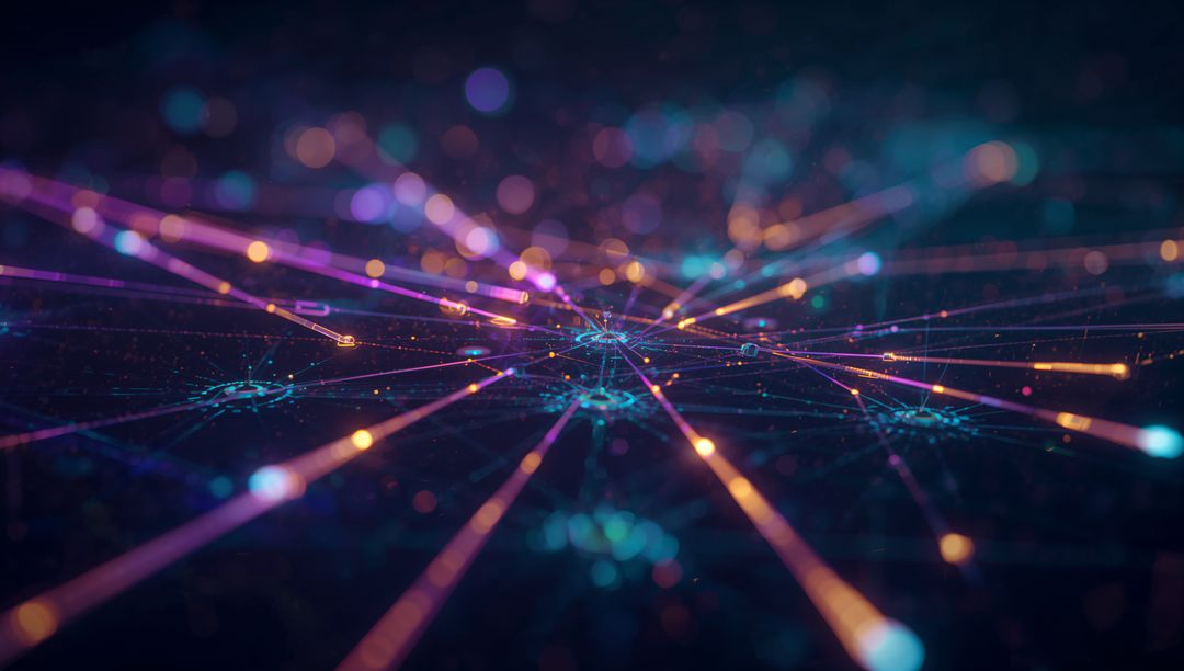 Futuristic Glowing Network with AI Technology Connections
