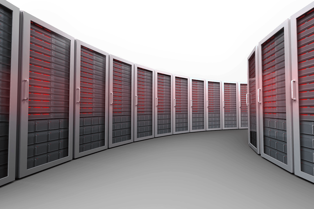 Transparent Background: Digital Server Room Illustration