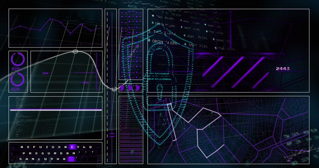 Cybersecurity Financial Data Concept with Futuristic Interface