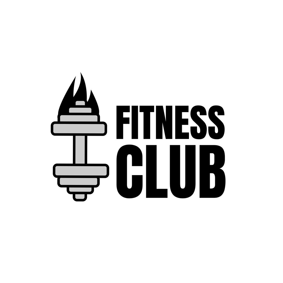 Fitness Club Logo with Dumbbell and Torch Fusion - Download Free Stock Templates Pikwizard.com