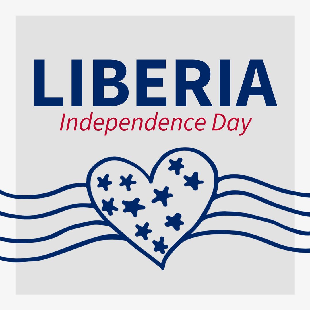 Liberia Independence Day Heart and Stars Design