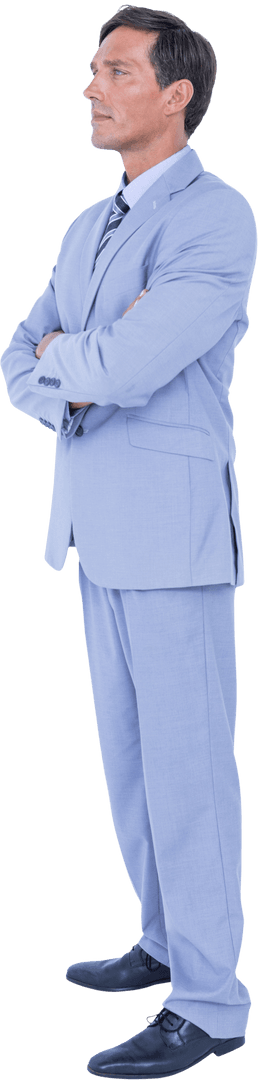 Confident Businessman Standing with Arms Crossed in Suit and Tie