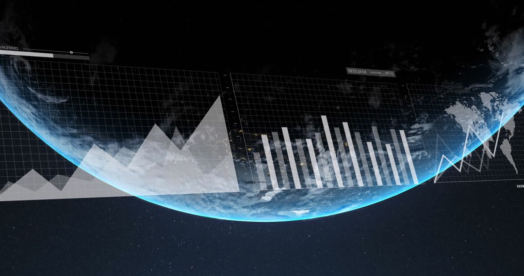 Financial Data Visualization Over Globe with Digital Interface