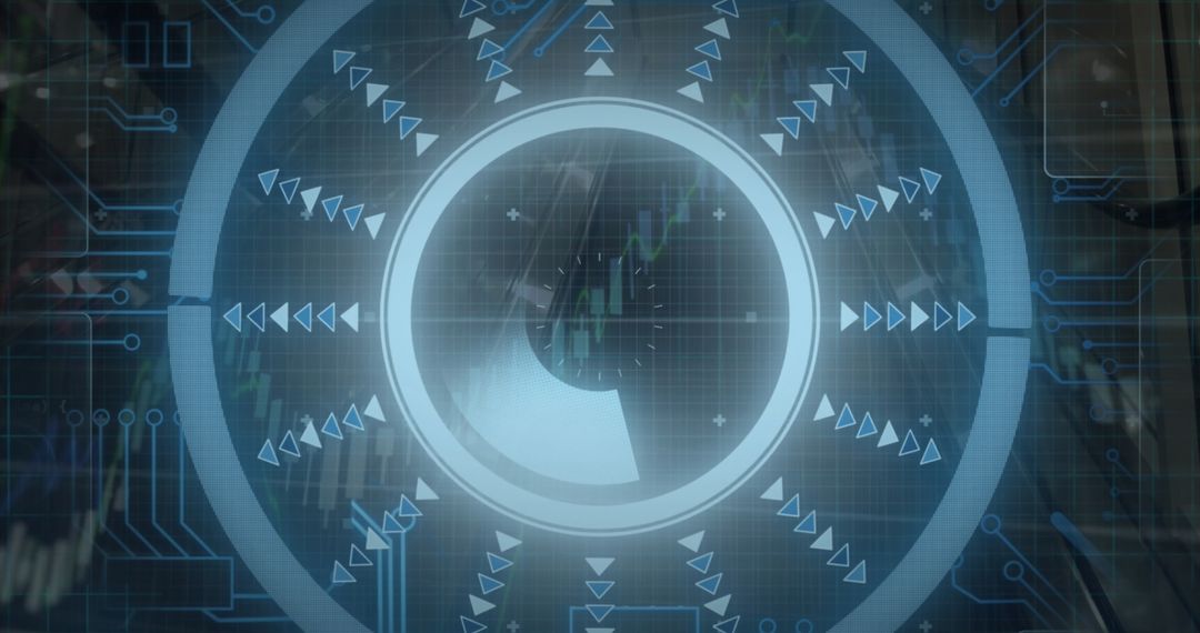 Futuristic interface integrating finance and technology elements
