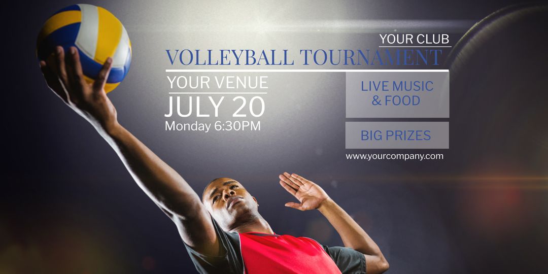 Volleyball Tournament Promotion Featuring Athlete Serving Ball - Download Free Stock Templates Pikwizard.com