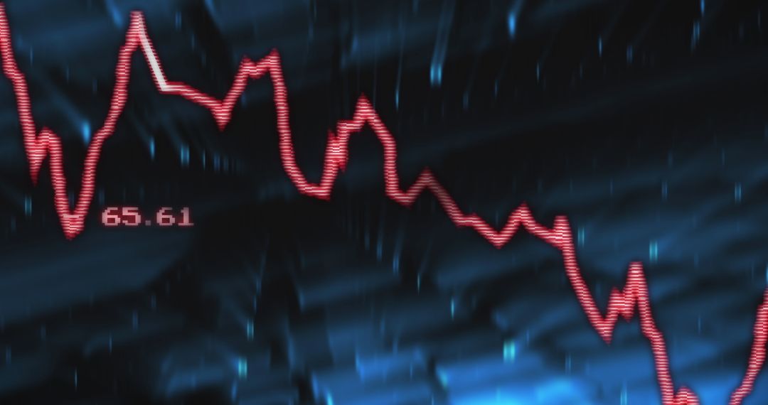 Declining Stock Market Graph on Dotted Grid Background