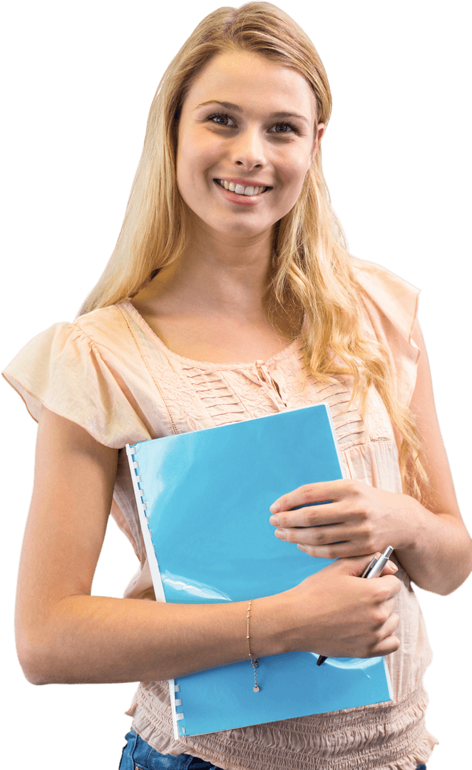 Caucasian Female Student Holding Notebook Transparent Cutout - Download Free Stock Images Pikwizard.com