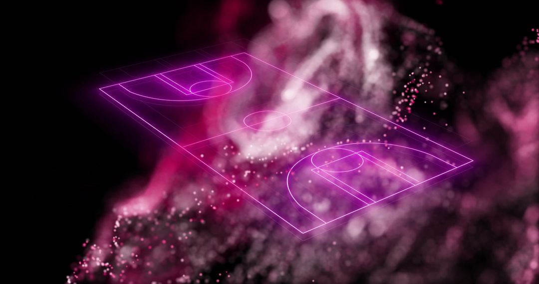 Digital Basketball Court Layout with Abstract Motion