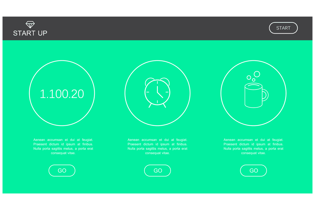 Transparent Digital Startup Interface Illustration on Green