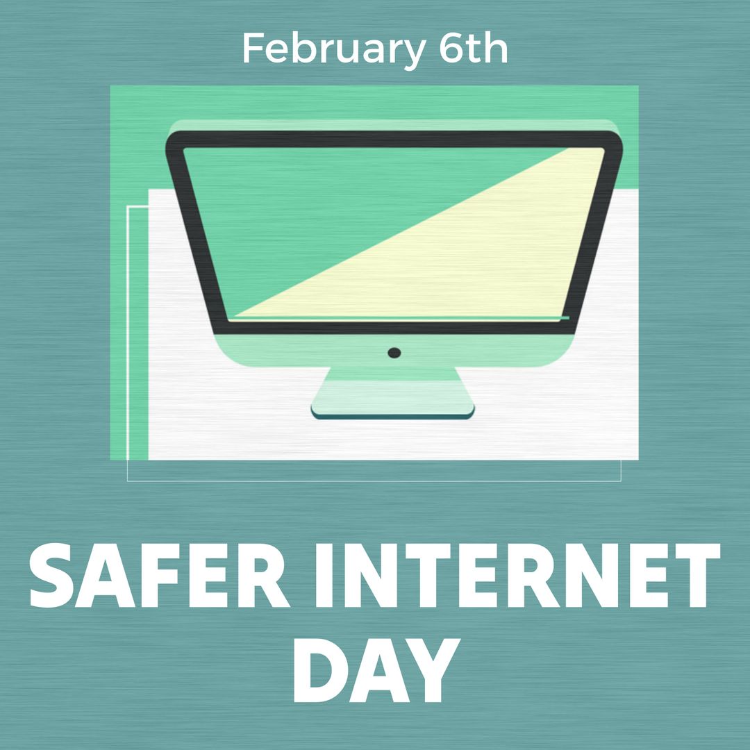 Safer Internet Day Announcement with Stylized Computer Icon