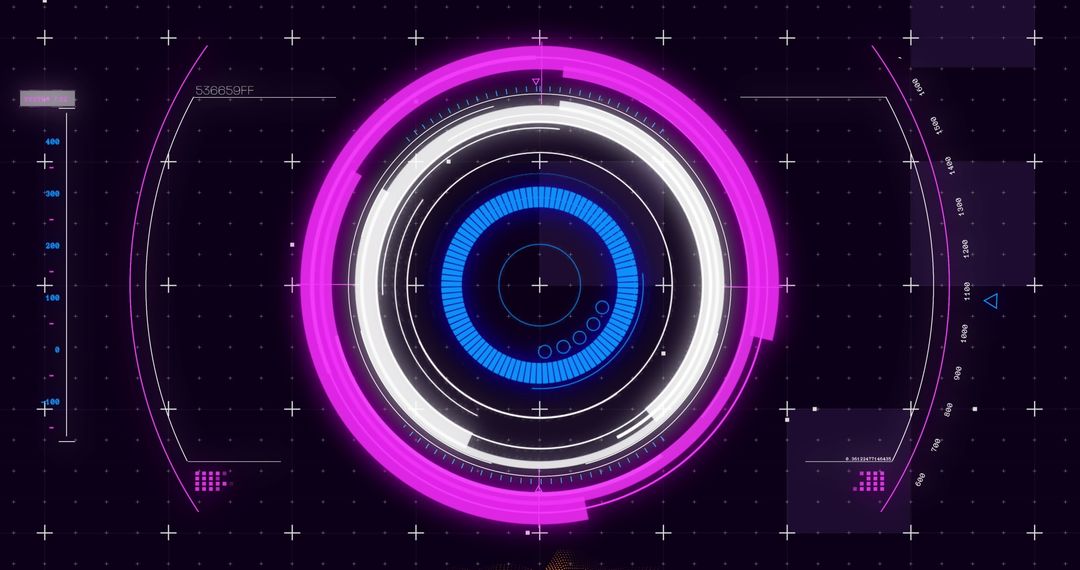 Futuristic Glowing Digital Interface with Neon Circles