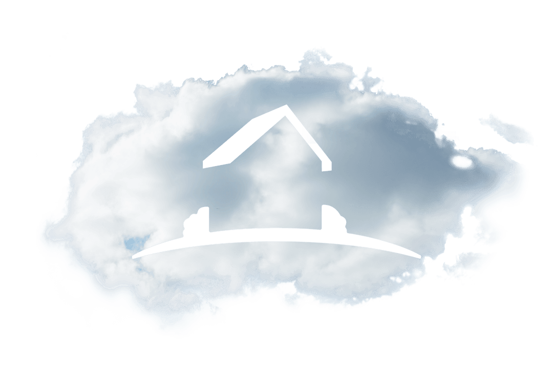 Cloud with House Silhouette on Transparent Background