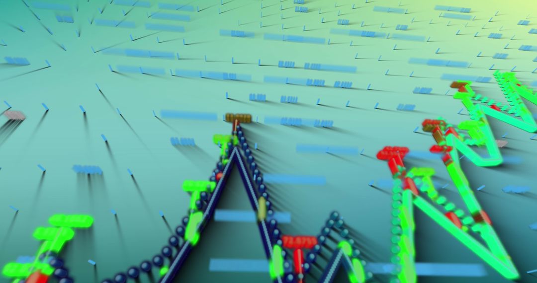 3D Holographic Business Graphs on Abstract Blue Background