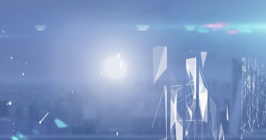 Abstract Technology Background with Glowing Digital Shards