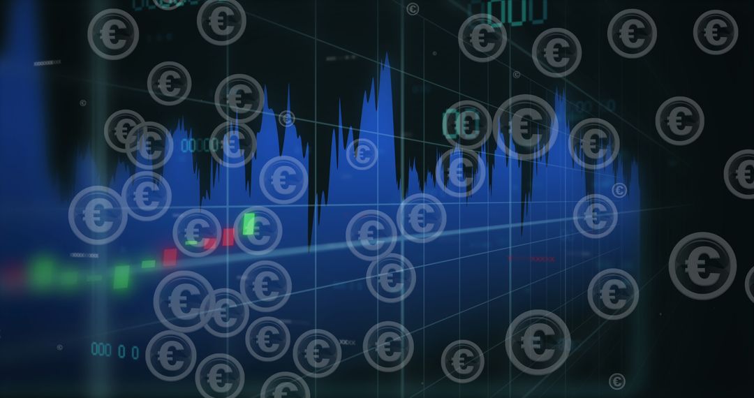 Digital Euro Symbol with Data Processing Overlay