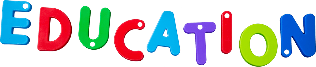 Colorful Education Text on Transparent Background