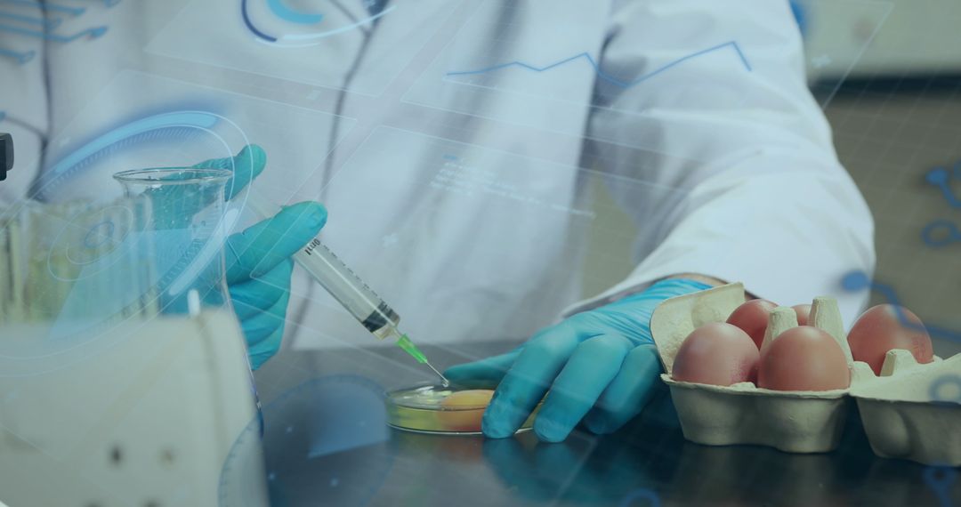 Scientist Performing Lab Experiment with Eggs