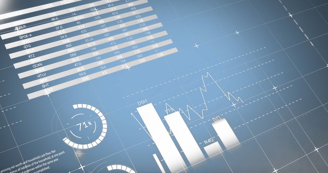 Digital Financial Data Visualization on Blue Background