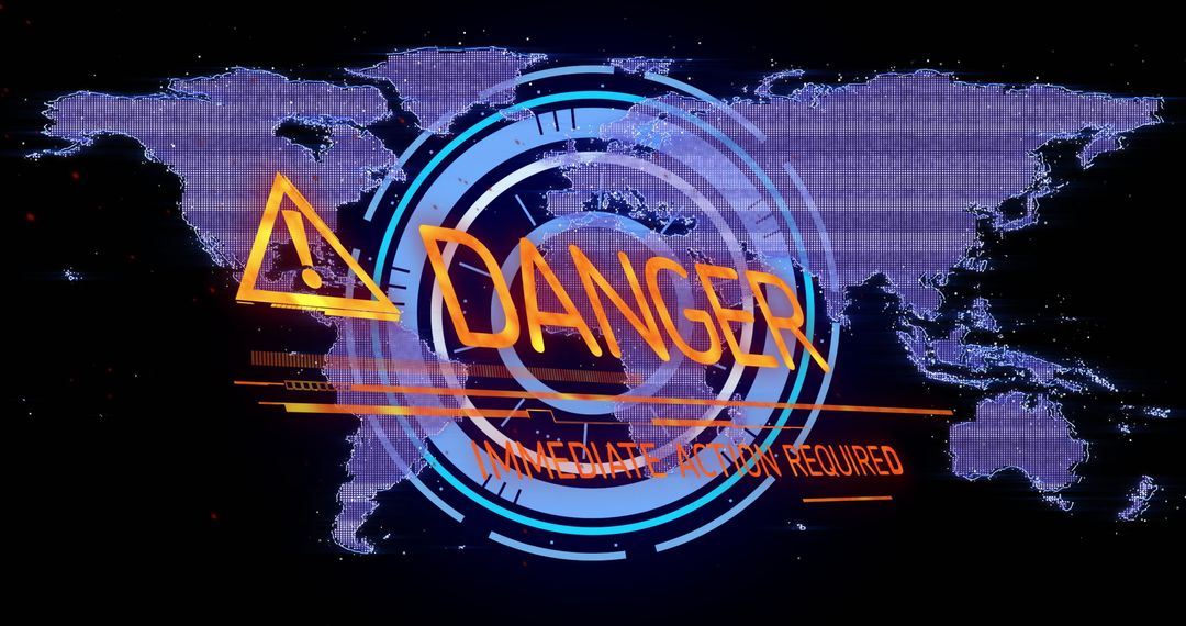 Futuristic Global Cybersecurity Alert Warning Interface