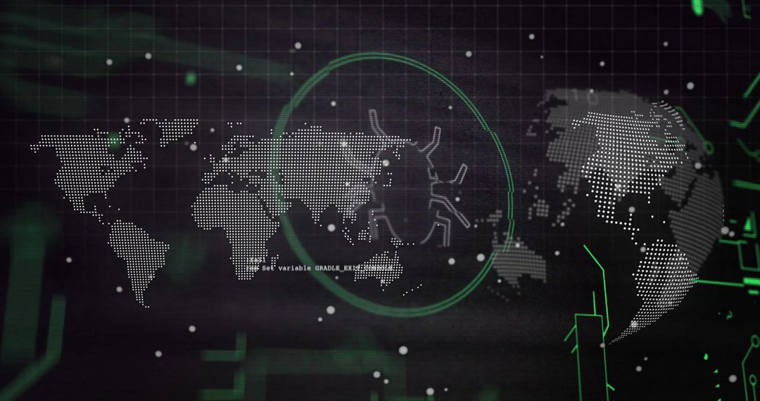 Digital globe data processing with world map elements