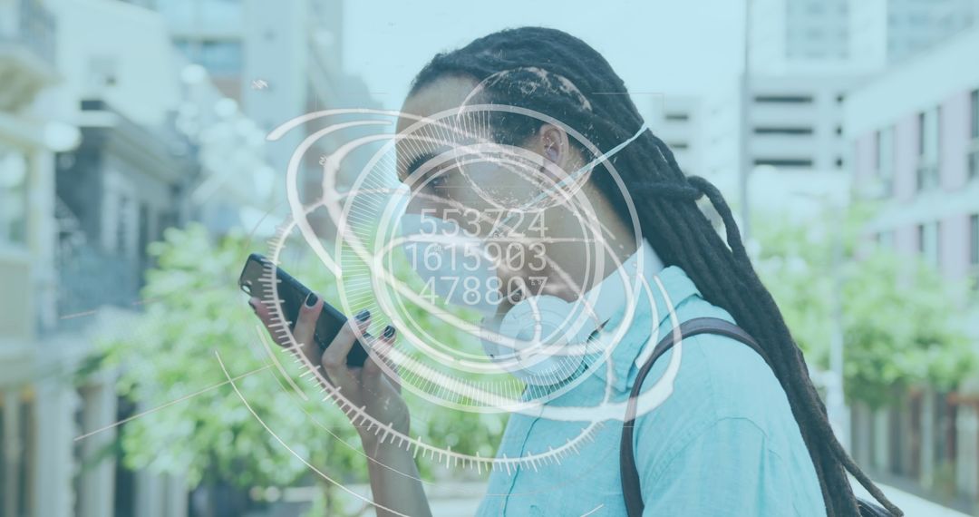 Man Using Augmented Reality on Pedestrian Street