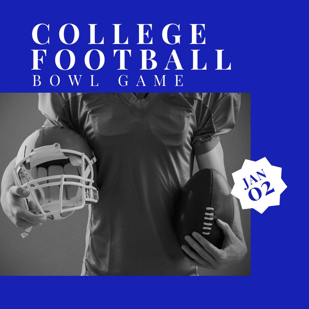 Caucasian Male Football Player Holding Helmet and Ball