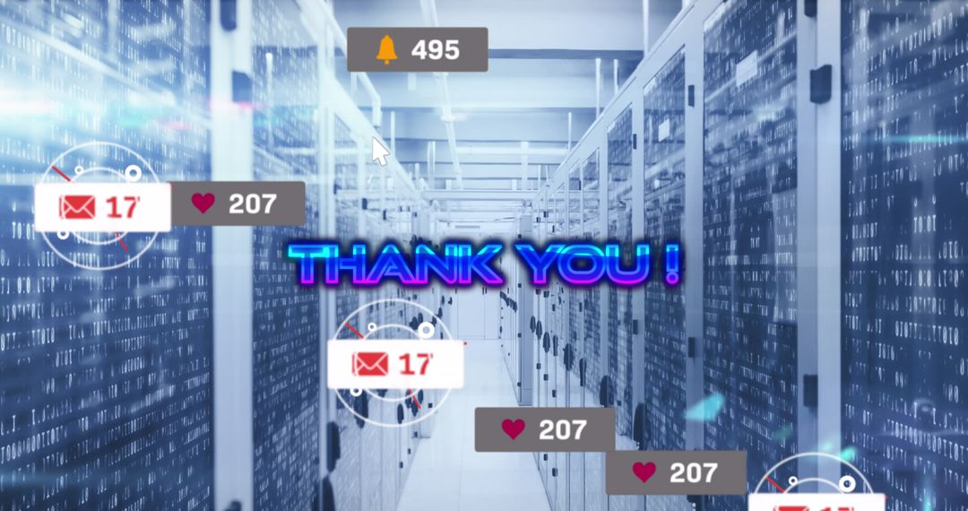 Digital Gratitude Concept in Modern Server Room