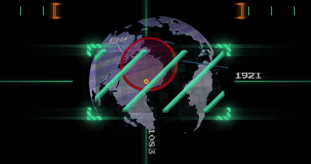 Digital Targeting Interface over Rotating Globe with Coordinates