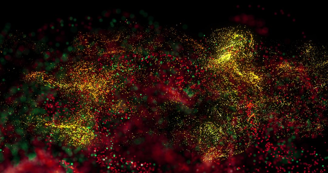 Dynamic Particle Cloud with Vibrant Colors on Black Background