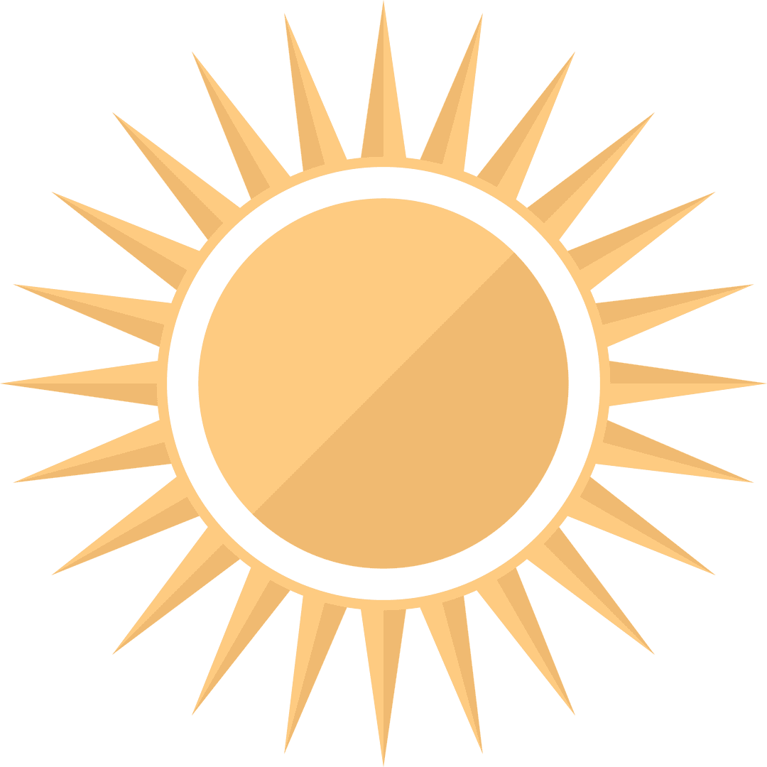 Sun Illustration on Transparent Background for Design Use