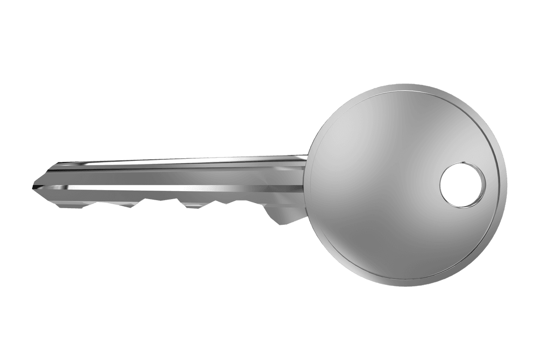 Silver Key on Transparent Background for Security Themes