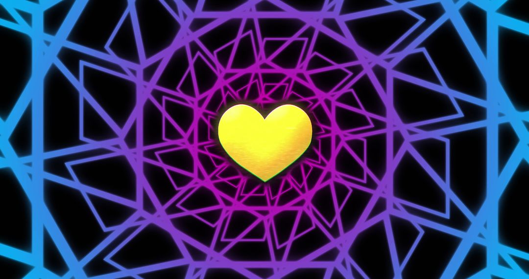 Golden Heart with Intricate Geometric Line Patterns