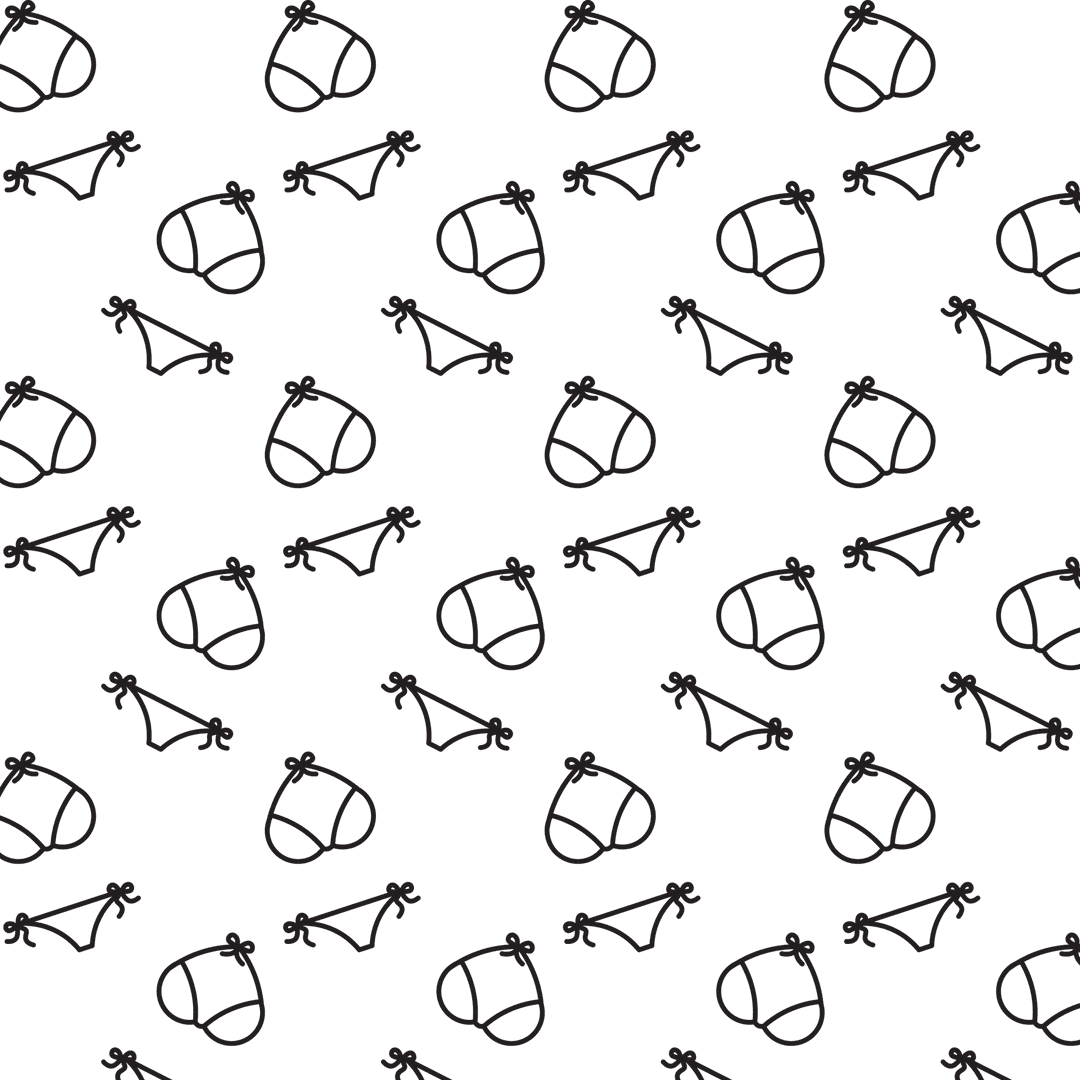 Black Bikini Pattern on Seamless Transparent Vector Background